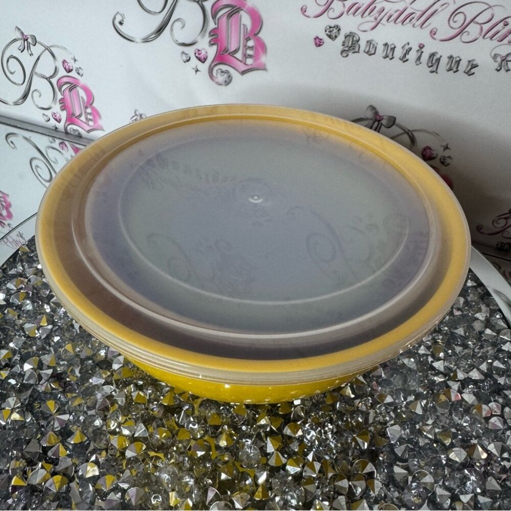 4 bowls colorful Stacking Bowls Set lids and base yellow purple green blue - Picture 3 of 6
